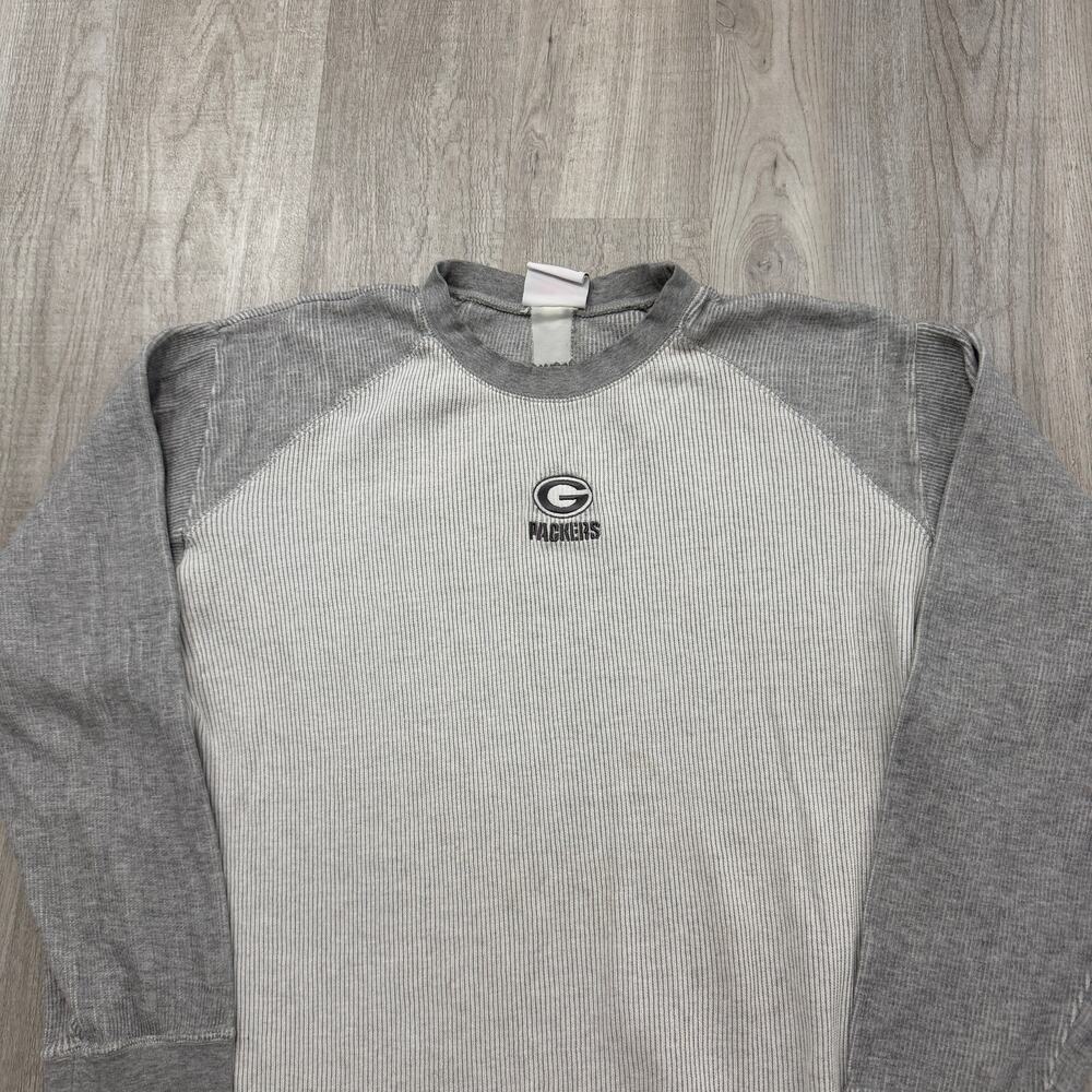 Vintage Green Bay Packers Thermal Shirt Men's Extra Large Gray 90s Long Sleeve - Picture 2 of 7